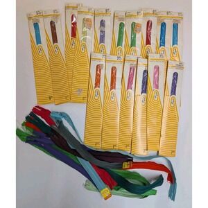 Lot 34 Vtg Zippers Bright Bold Colors Mostly 7", 9" Up To 22" NEW & Or Opened